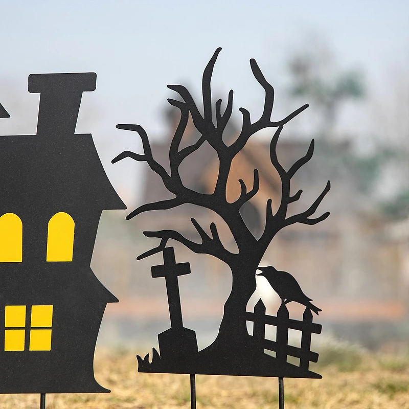 Glitzhome Set Of 3 Halloween Metal Holiday Yard Art