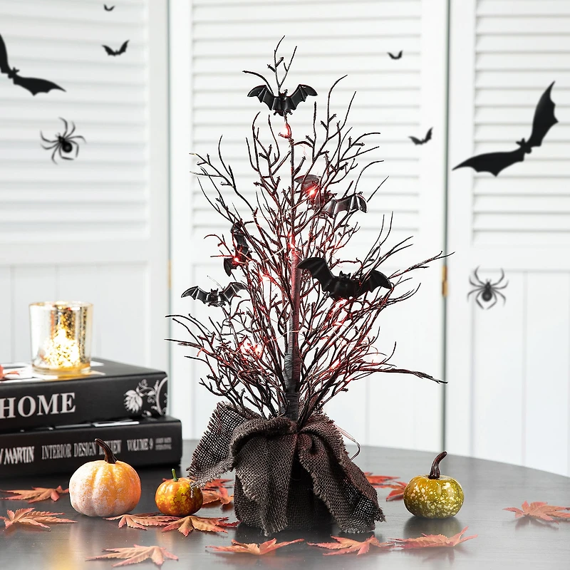 Glitzhome Halloween Lighted Bats Tree Tabletop Decor
