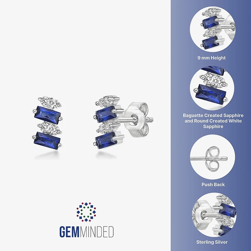 Lab Created Blue Sapphire Sterling Silver 7.5mm Stud Earrings