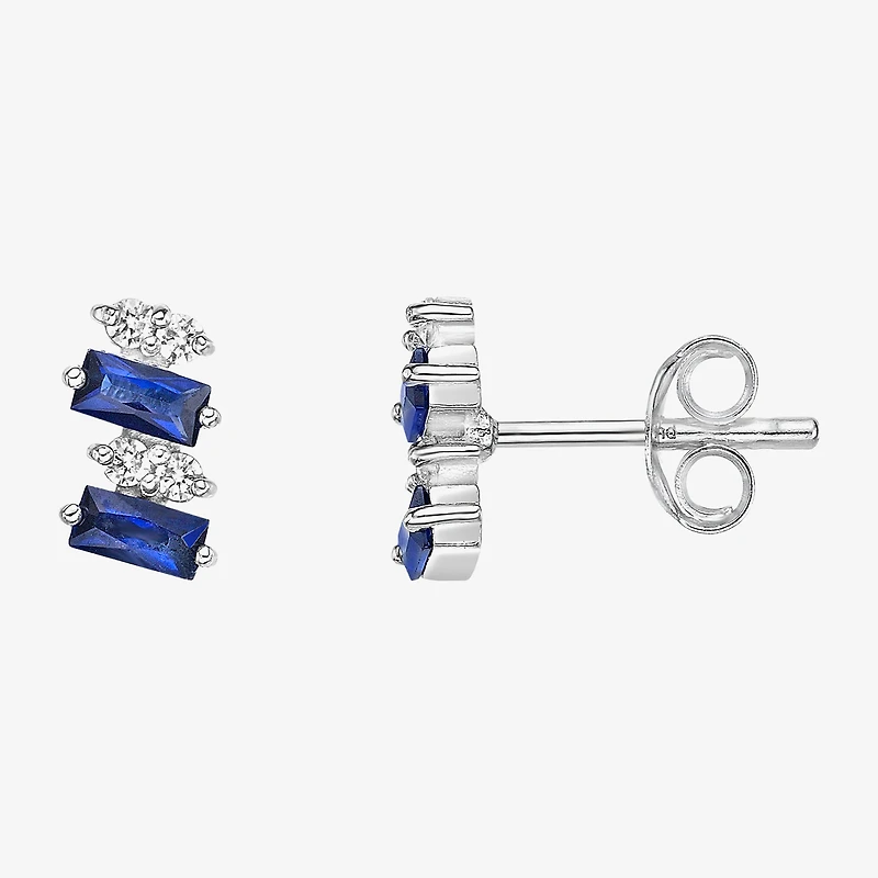 Lab Created Blue Sapphire Sterling Silver 7.5mm Stud Earrings