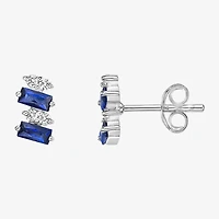 Lab Created Blue Sapphire Sterling Silver 7.5mm Stud Earrings
