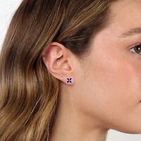 Lab Created Blue Sapphire Sterling Silver 7.5mm Flower Stud Earrings