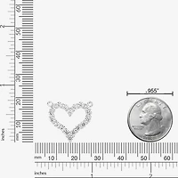 Womens Lab Created White Sapphire Sterling Silver Heart 18 Inch Pendant Necklace