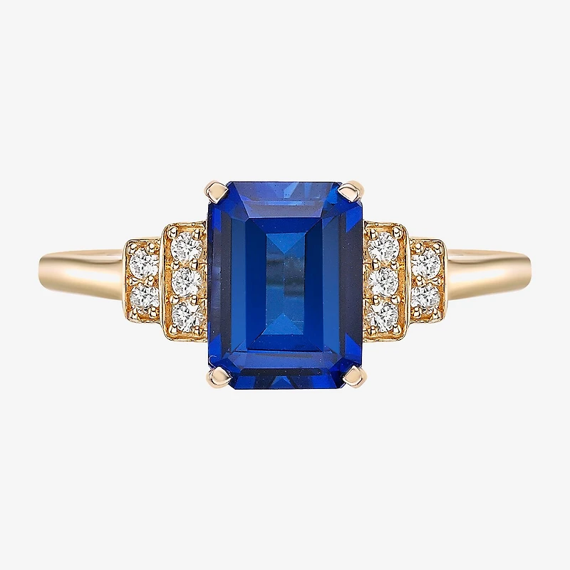 Womens Lab Created Blue Sapphire 18K Gold Over Silver Cocktail Ring