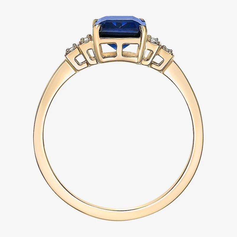 Womens Lab Created Blue Sapphire 18K Gold Over Silver Cocktail Ring