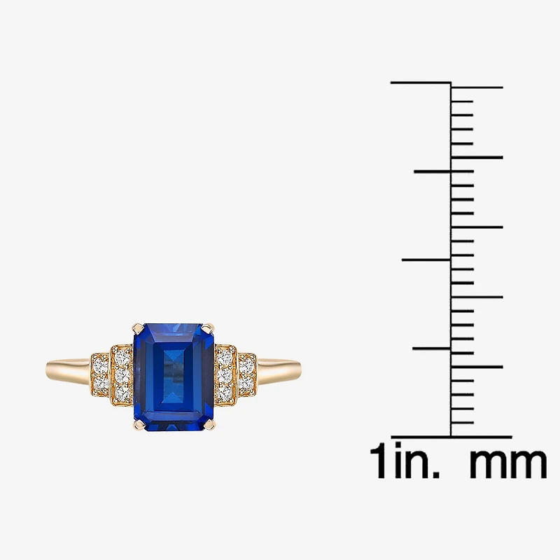 Womens Lab Created Blue Sapphire 18K Gold Over Silver Cocktail Ring