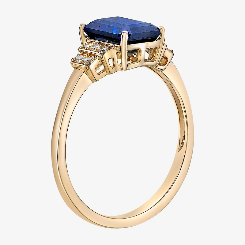 Womens Lab Created Blue Sapphire 18K Gold Over Silver Cocktail Ring