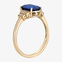 Womens Lab Created Blue Sapphire 18K Gold Over Silver Cocktail Ring