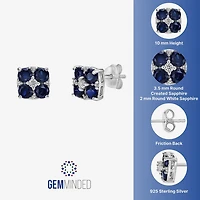 Lab Created Blue Sapphire Sterling Silver 7.5mm Flower Stud Earrings