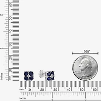 Lab Created Blue Sapphire Sterling Silver 7.5mm Flower Stud Earrings
