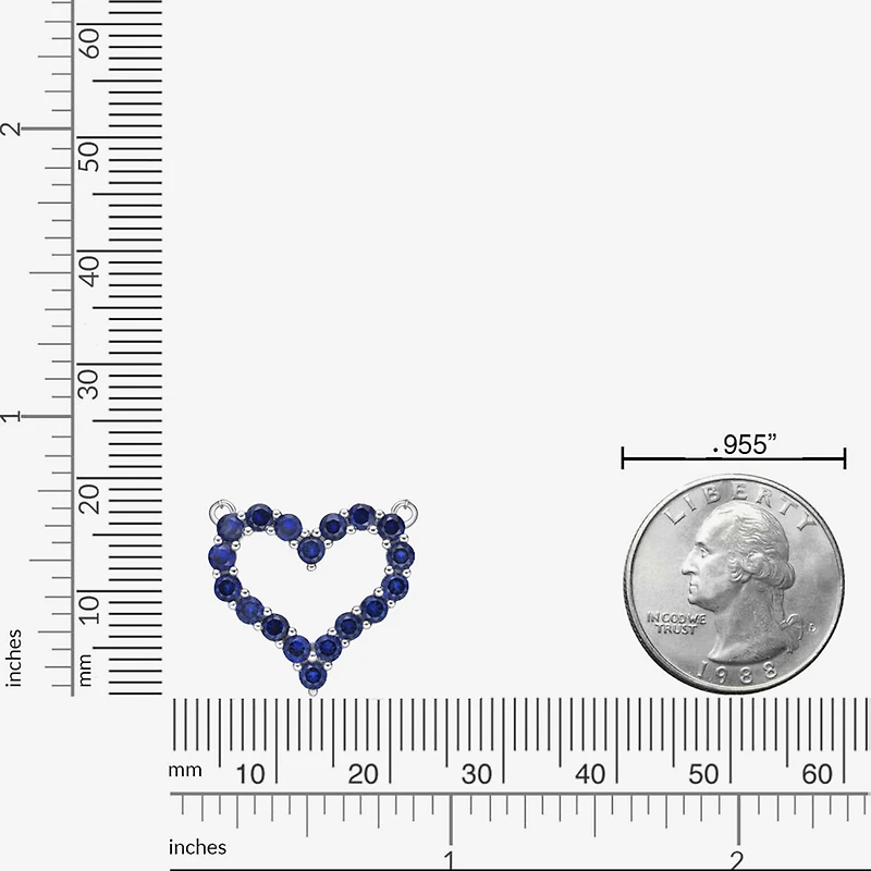 Womens Lab Created Blue Sapphire Sterling Silver Heart 18 Inch Pendant Necklace