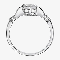 Womens Diamond Accent Lab Created White Sapphire Sterling Silver Claddagh Cocktail Ring