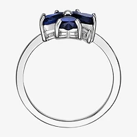 Womens Lab Created Blue Sapphire Sterling Silver Flower Cocktail Ring
