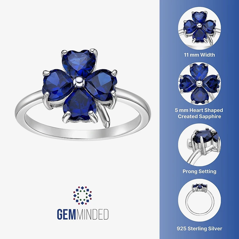 Womens Lab Created Blue Sapphire Sterling Silver Flower Cocktail Ring