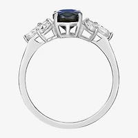 Womens Lab Created Blue Sapphire Sterling Silver Oval Cocktail Ring