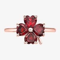 Womens Lab Created Red Ruby 18K Gold Over Silver Flower Cocktail Ring