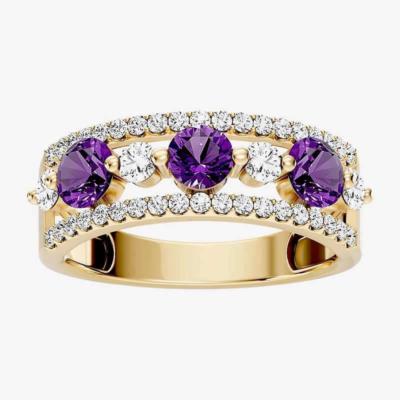 1/2 CT. T.W. Lab-Grown Diamond and Genuine Gemstone 10K Gold Ring