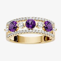 1/2 CT. T.W. Lab-Grown Diamond and Genuine Gemstone 10K Gold Ring