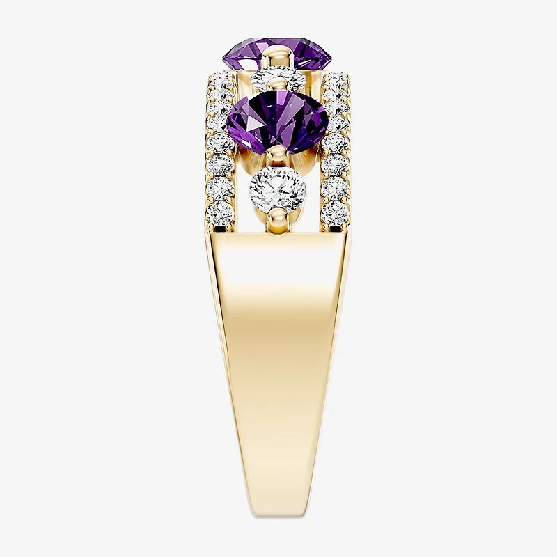 1/2 CT. T.W. Lab-Grown Diamond and Genuine Gemstone 10K Gold Ring