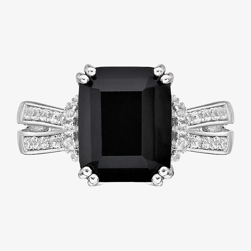 Womens Genuine Black Onyx Sterling Silver Cocktail Ring