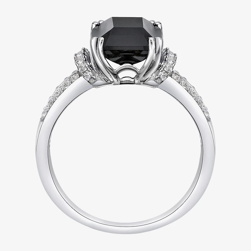 Womens Genuine Black Onyx Sterling Silver Cocktail Ring