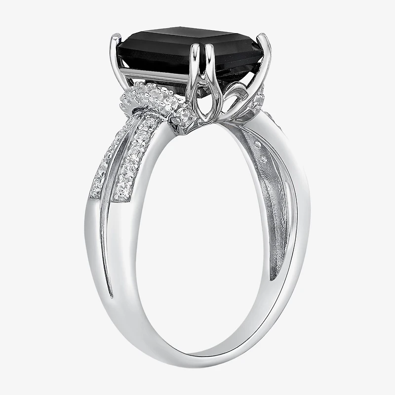 Womens Genuine Black Onyx Sterling Silver Cocktail Ring