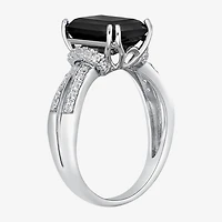 Womens Genuine Black Onyx Sterling Silver Cocktail Ring