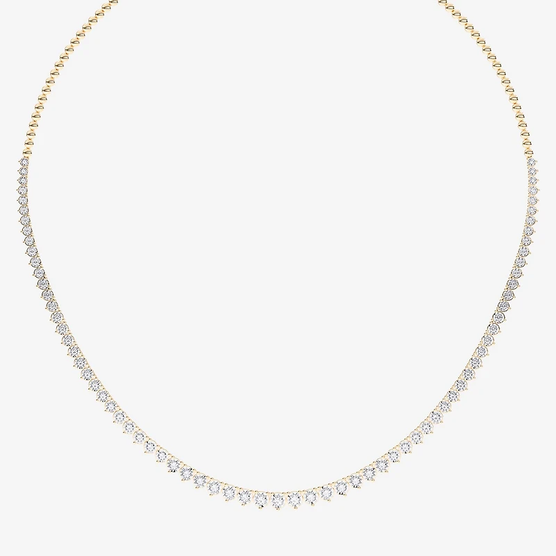 (F / Vs2) Womens White Diamond Sterling Silver 18 Inch Tennis Necklace