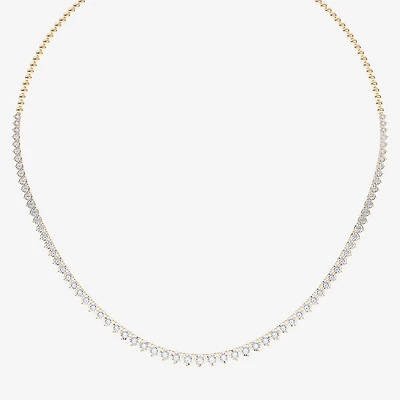 (F / Vs2) Womens White Diamond Sterling Silver 18 Inch Tennis Necklace