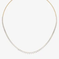 (F / Vs2) Womens White Diamond Sterling Silver 18 Inch Tennis Necklace