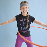 Xersion Little & Big Kid Girls Crew Neck Short Sleeve Regular Fit Graphic T-Shirt