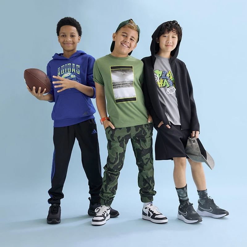 adidas Big Kid Boys Drawstring Waist Cuffed Mid Rise Regular Fit Jogger Pant