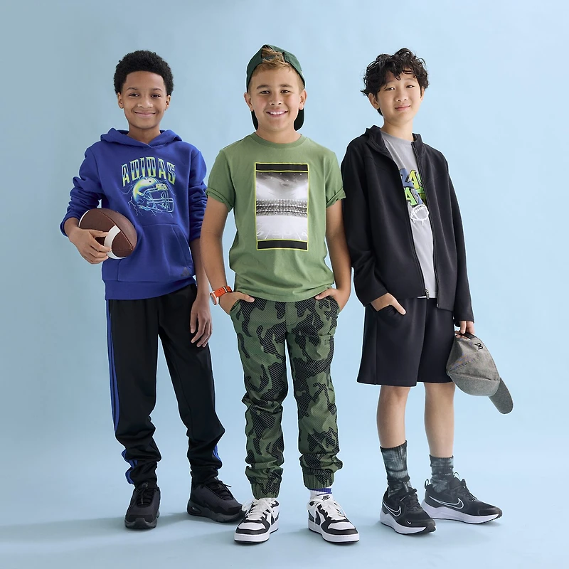 adidas Big Kid Boys Drawstring Waist Cuffed Mid Rise Regular Fit Jogger Pant