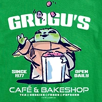 Novelty The Mandalorian And Grogu Cafe Bakeshop Mens Crew Neck Short Sleeve Regular Fit Baby Yoda Star Wars Graphic T-Shirt