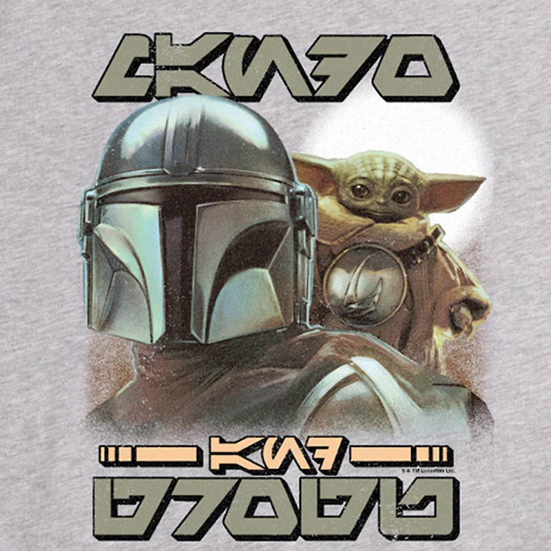 Novelty The Mandalorian And Grogu Aurebesh Alien Script Mens Scoop Neck Sleeveless Regular Fit Baby Yoda Star Wars Graphic T-Shirt