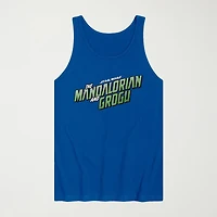 Novelty The Mandalorian And Grogu Logo Mens Crew Neck Sleeveless Regular Fit Baby Yoda Star Wars Graphic T-Shirt