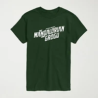 Novelty The Mandalorian And Grogu Movie Logo Mens Crew Neck Short Sleeve Regular Fit Baby Yoda Star Wars Graphic T-Shirt
