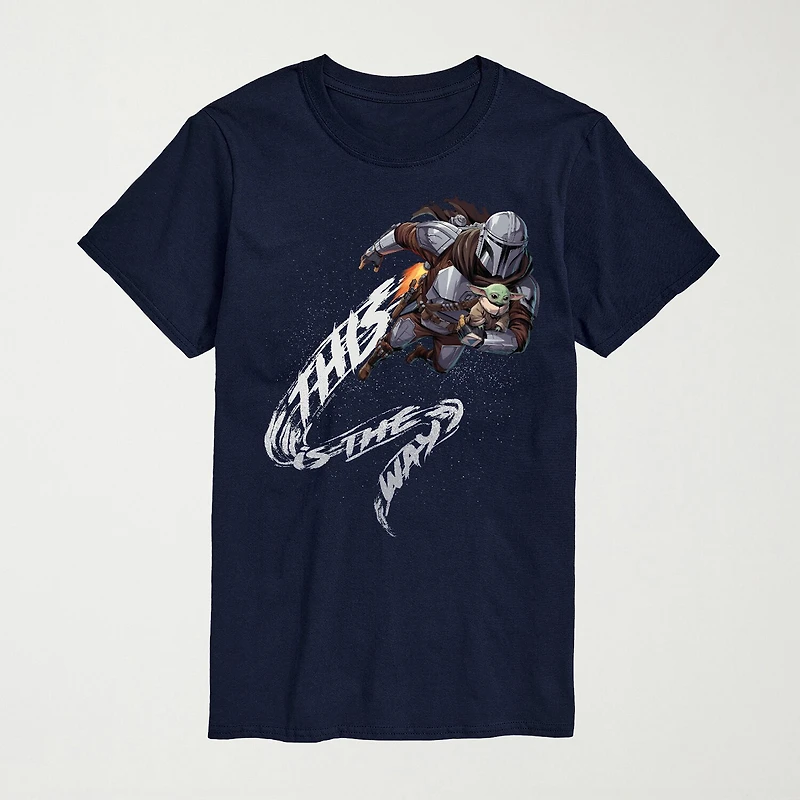 Novelty The Mandalorian And Grogu This Is Way Mens Crew Neck Short Sleeve Regular Fit Baby Yoda Star Wars Graphic T-Shirt