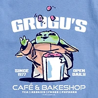 Novelty The Mandalorian And Grogu Cafe Bakeshop Mens Crew Neck Short Sleeve Regular Fit Baby Yoda Star Wars Graphic T-Shirt