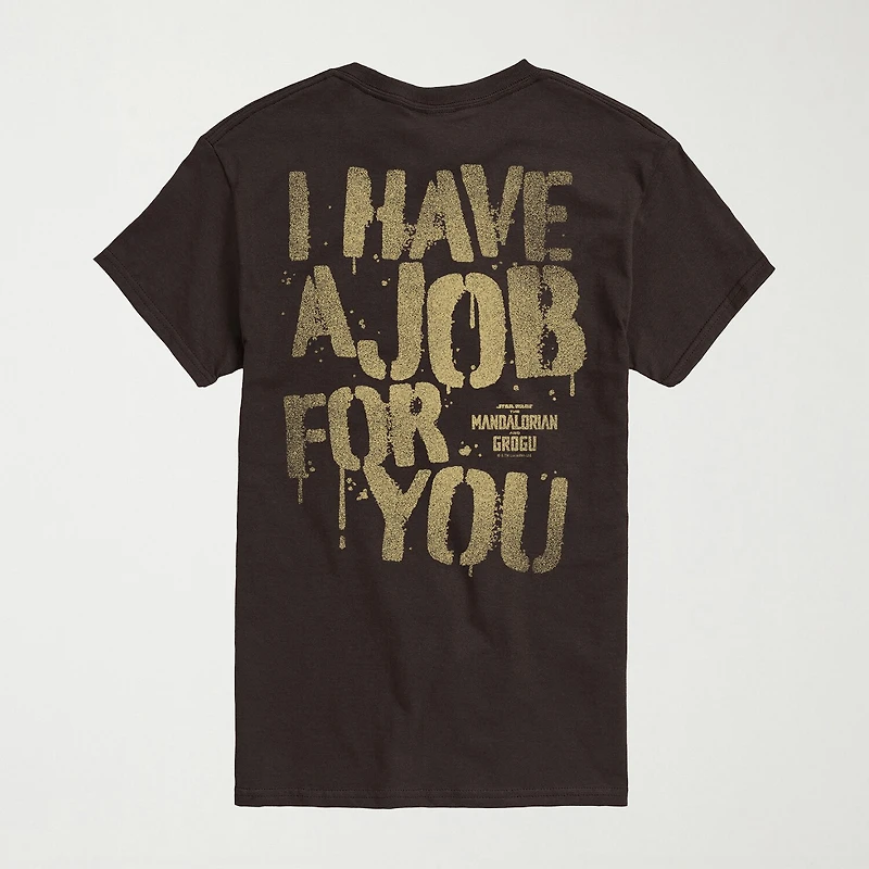 Novelty The Mandalorian And Grogu I Have A Job For You Mens Crew Neck Short Sleeve Regular Fit Baby Yoda Star Wars Graphic T-Shirt