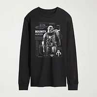 Novelty The Mandalorian And Grogu Bounty Hunter Mens Crew Neck Long Sleeve Regular Fit Baby Yoda Star Wars Graphic T-Shirt