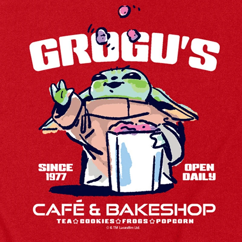 Novelty The Mandalorian And Grogu Cafe Bakeshop Mens Crew Neck Sleeveless Regular Fit Baby Yoda Star Wars Graphic T-Shirt