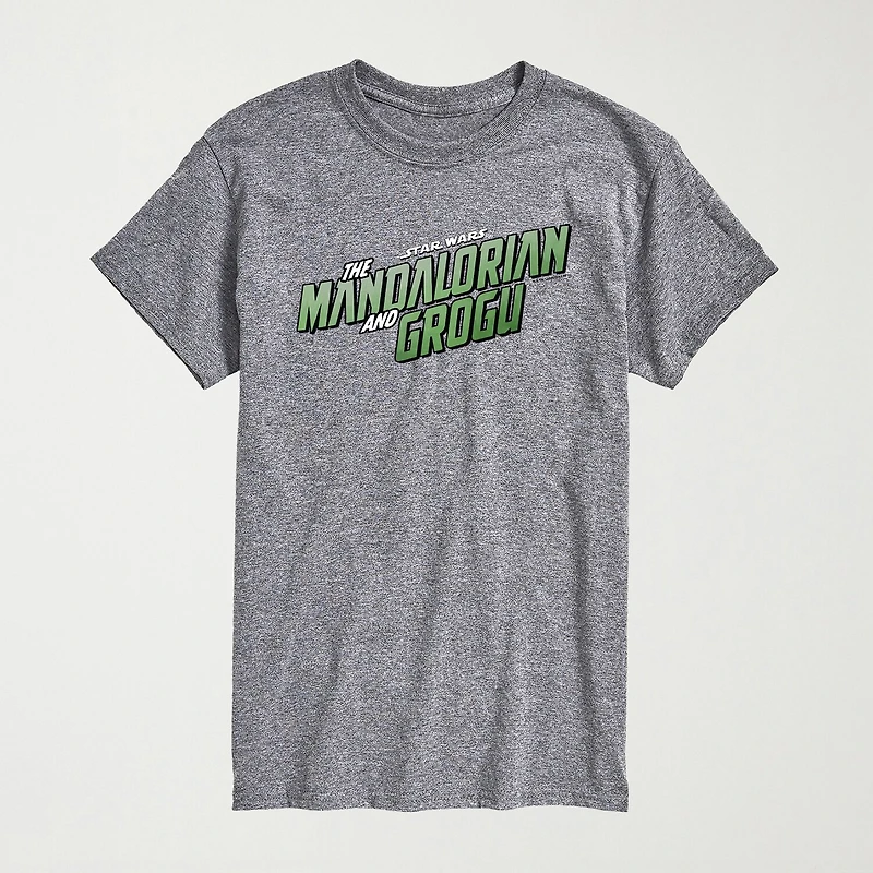 Novelty The Mandalorian And Grogu Logo Mens Crew Neck Short Sleeve Regular Fit Baby Yoda Star Wars Graphic T-Shirt