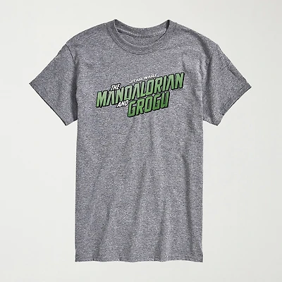 Novelty The Mandalorian And Grogu Logo Mens Crew Neck Short Sleeve Regular Fit Baby Yoda Star Wars Graphic T-Shirt