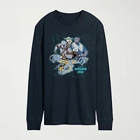 Novelty The Mandalorian And Grogu Collage Mens Crew Neck Long Sleeve Regular Fit Baby Yoda Star Wars Graphic T-Shirt