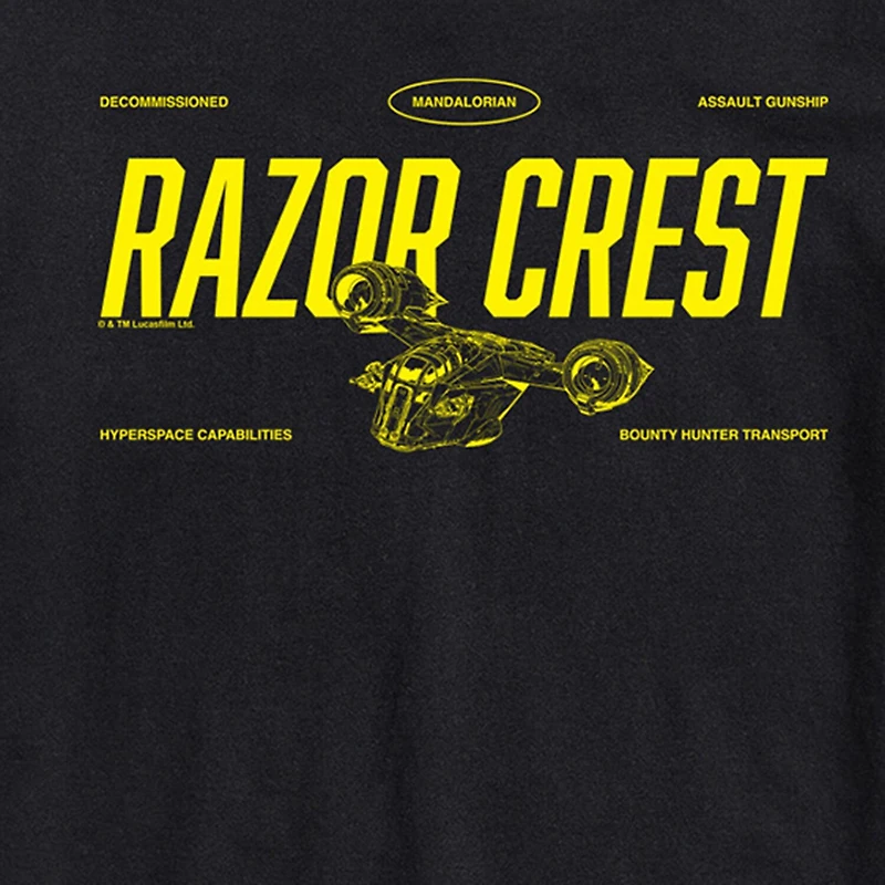 Novelty The Mandalorian And Grogu Razor Crest Mens Crew Neck Short Sleeve Regular Fit Baby Yoda Star Wars Graphic T-Shirt