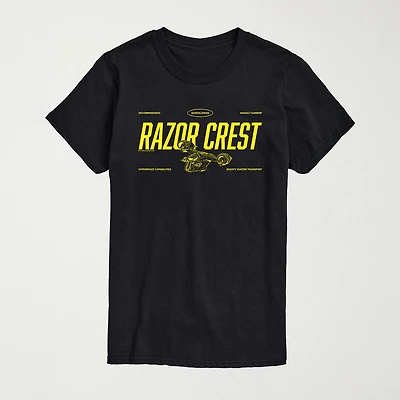 Novelty The Mandalorian And Grogu Razor Crest Mens Crew Neck Short Sleeve Regular Fit Baby Yoda Star Wars Graphic T-Shirt