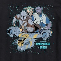 Novelty The Mandalorian And Grogu Collage Mens Crew Neck Short Sleeve Regular Fit Baby Yoda Star Wars Graphic T-Shirt