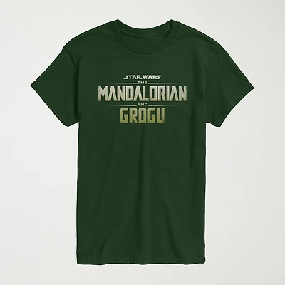 Novelty The Mandalorian And Grogu Logo Vintage Faded Mens Crew Neck Short Sleeve Regular Fit Baby Yoda Star Wars Graphic T-Shirt