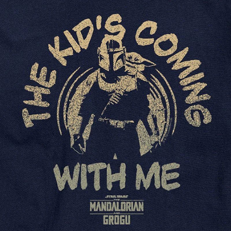 Novelty The Mandalorian And Grogu Kids Coming With Me Mens Crew Neck Short Sleeve Regular Fit Baby Yoda Star Wars Graphic T-Shirt